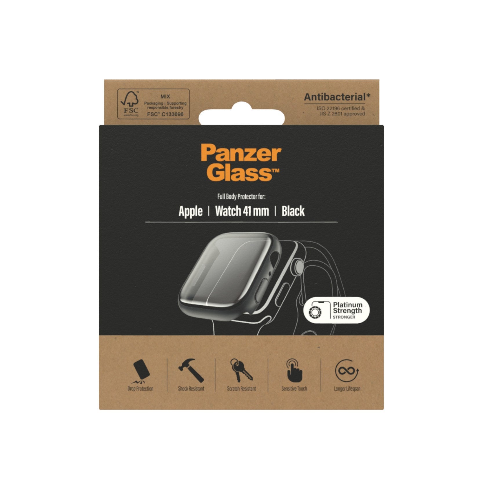 PanzerGlass® Displayschutz Full Body Apple Watch Series 9 | 8 | 7 | 41mm | Schwarz